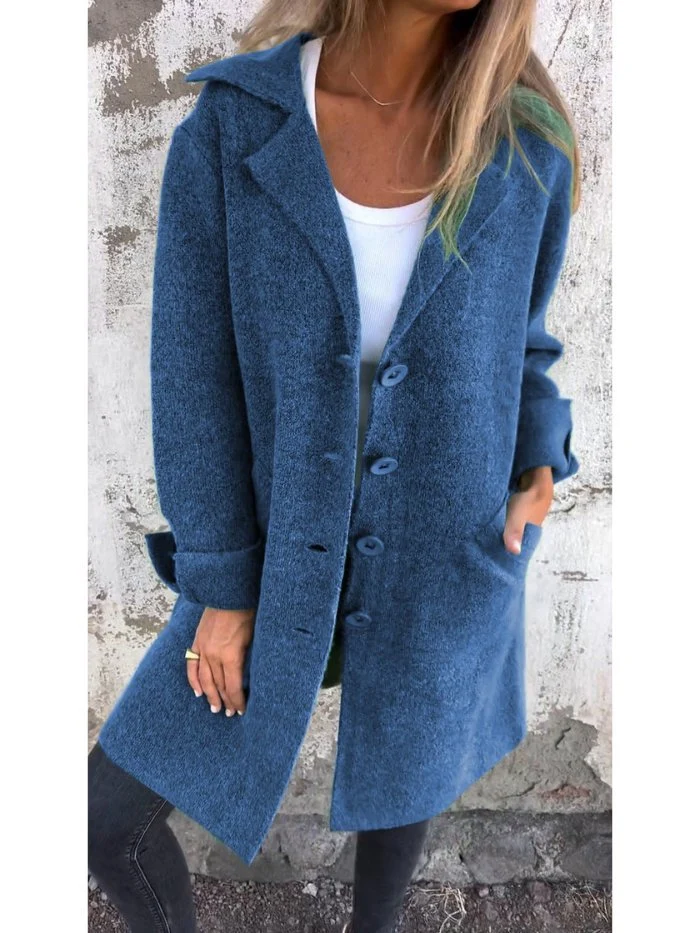 Manteau boutonné à col tailleur pour Femmes