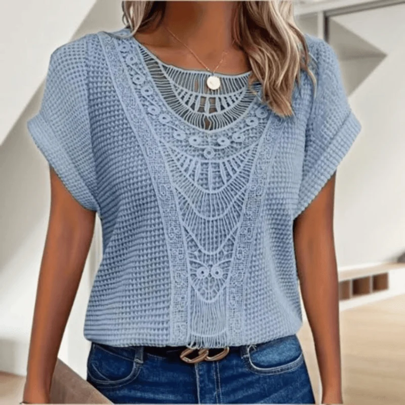 T-shirt à manches courtes à col rond pour femmes