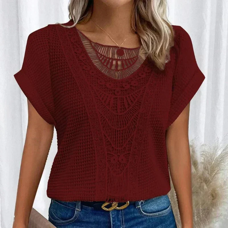 T-shirt à manches courtes à col rond pour femmes