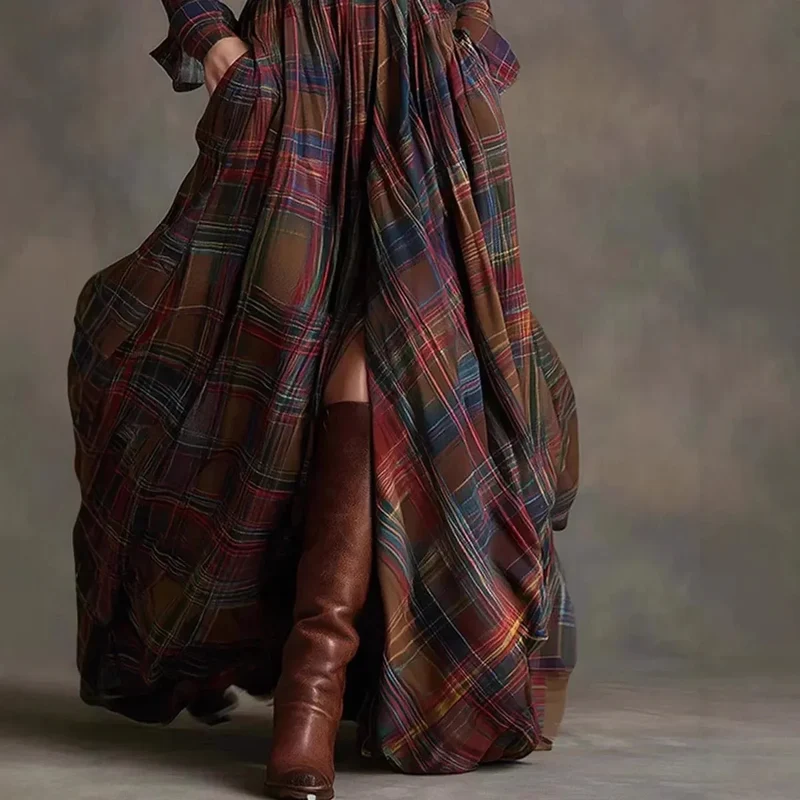 Robe Maxi à Carreaux pour Femmes
