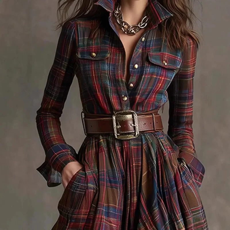 Robe Maxi à Carreaux pour Femmes