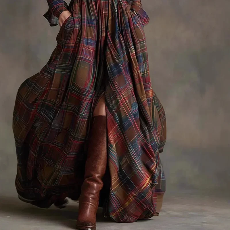 Robe Maxi à Carreaux pour Femmes