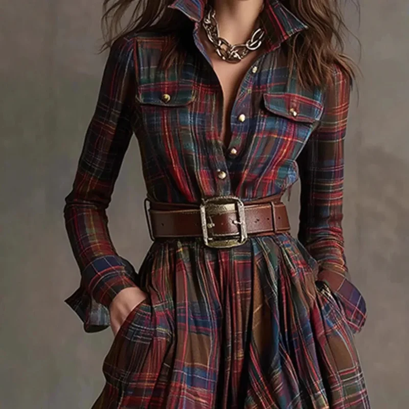 Robe Maxi à Carreaux pour Femmes
