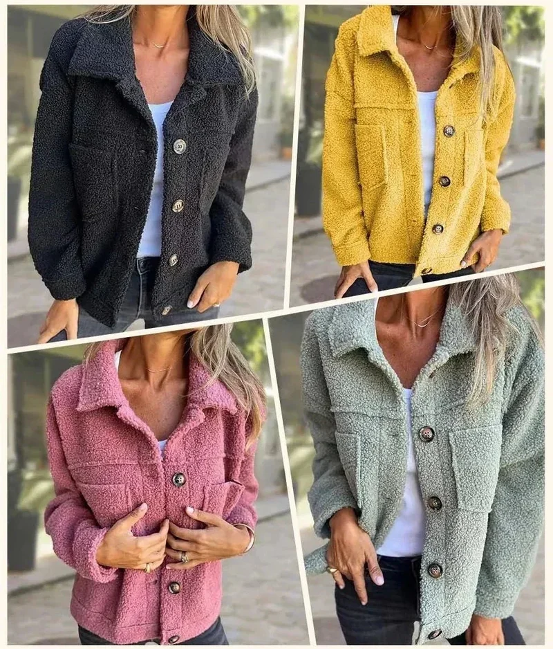 Veste en laine à col revers pour femmes