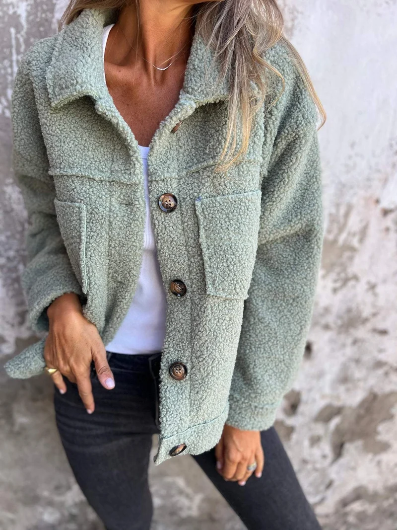 Veste en laine à col revers pour femmes