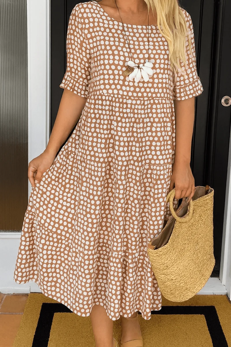 Robe midi à manches courtes pour femmes