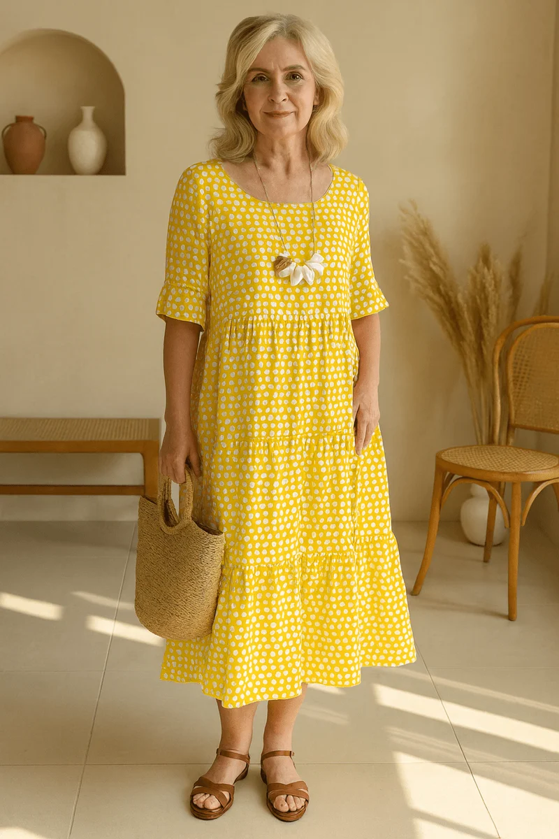 Robe midi à manches courtes pour femmes
