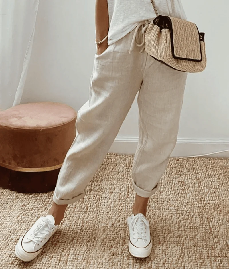 Pantalon décontracté en coton pour femmes