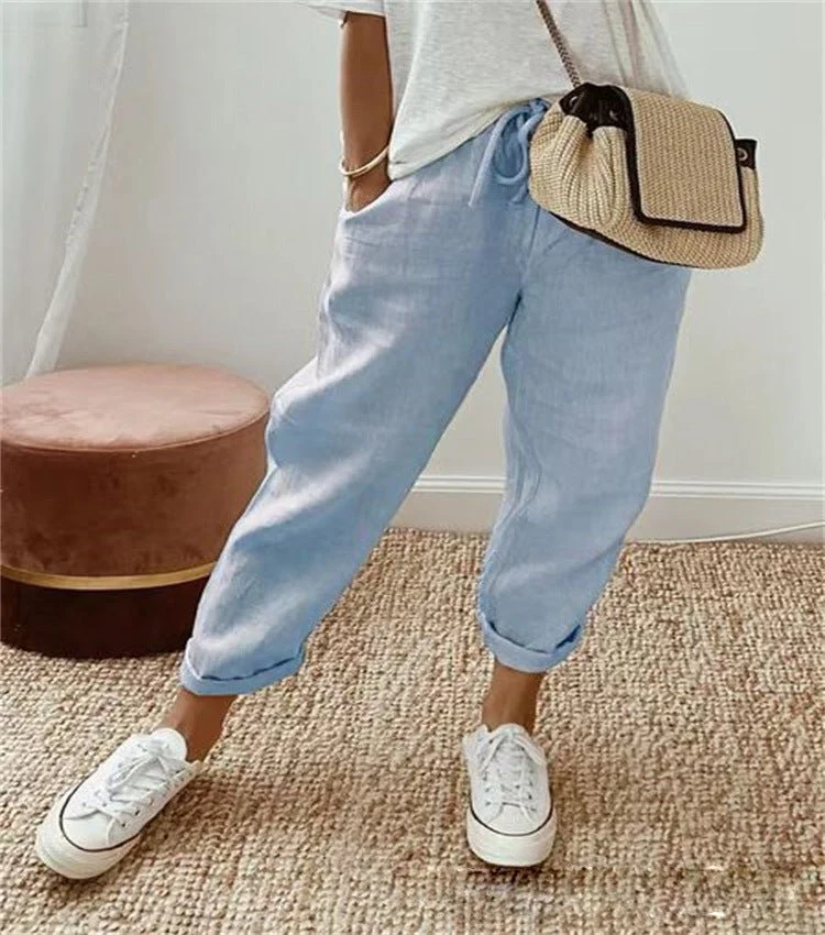 Pantalon décontracté en coton pour femmes