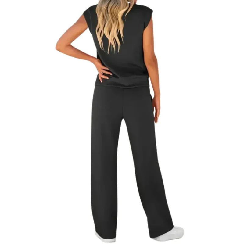 Ensemble pantalon décontracté sans manches pour femmes