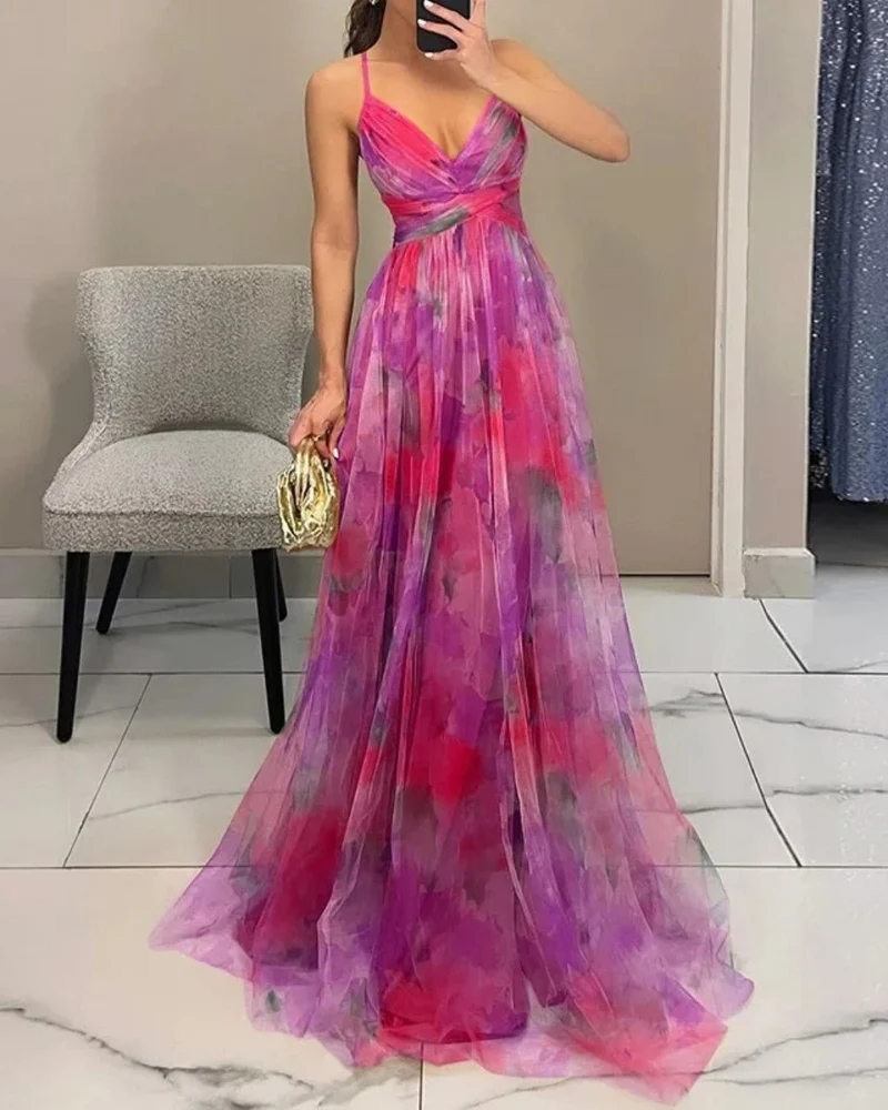 Robe longue à bretelles pour femmes