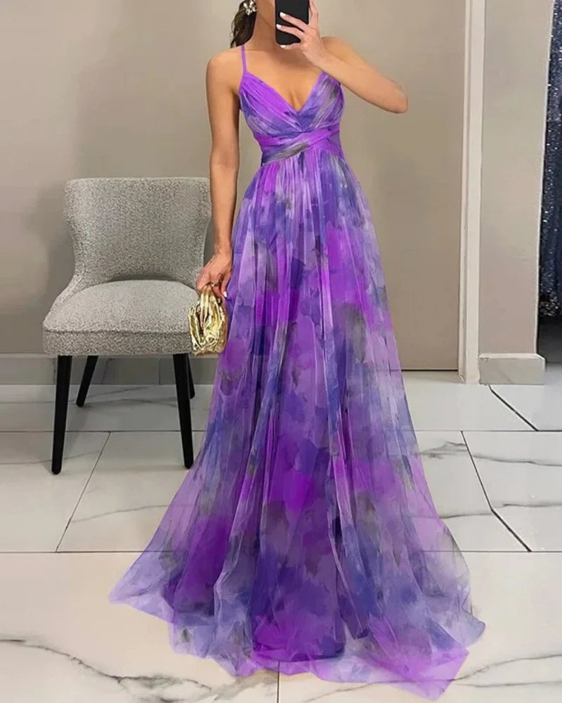 Robe longue à bretelles pour femmes