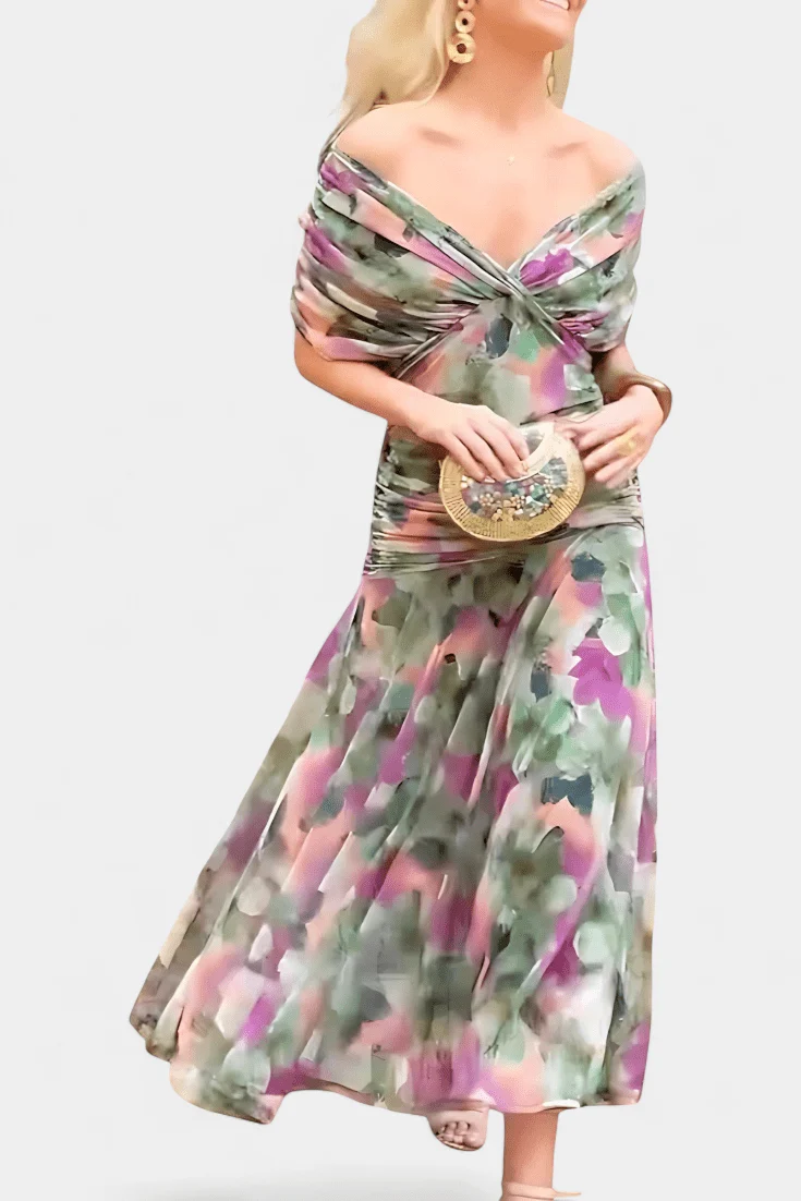 Robe Élégante Vert Foncé Col V Profond