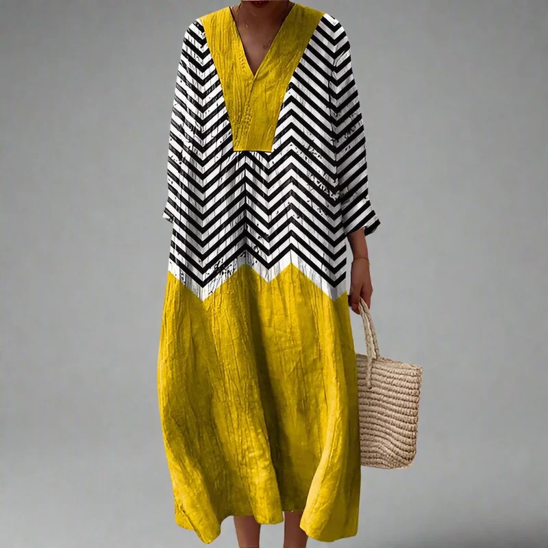 Robe Longue Géométrique Ainsley Élégante et Légère