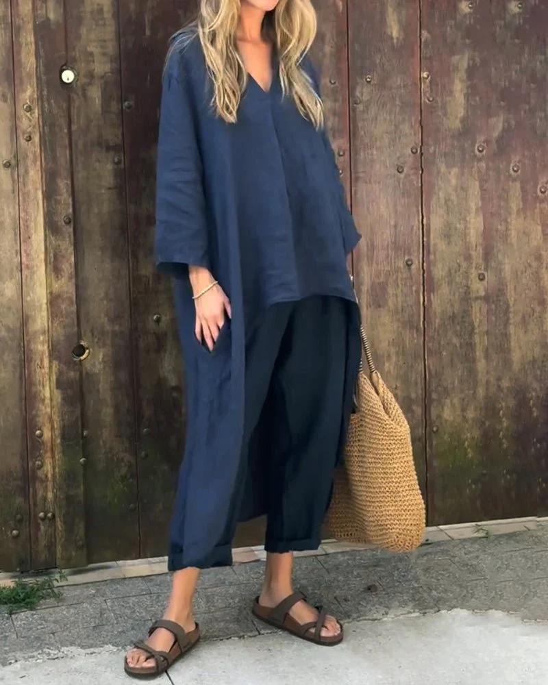 Ensemble Deux-Pièces Élégant et Confortable Bleu Marine