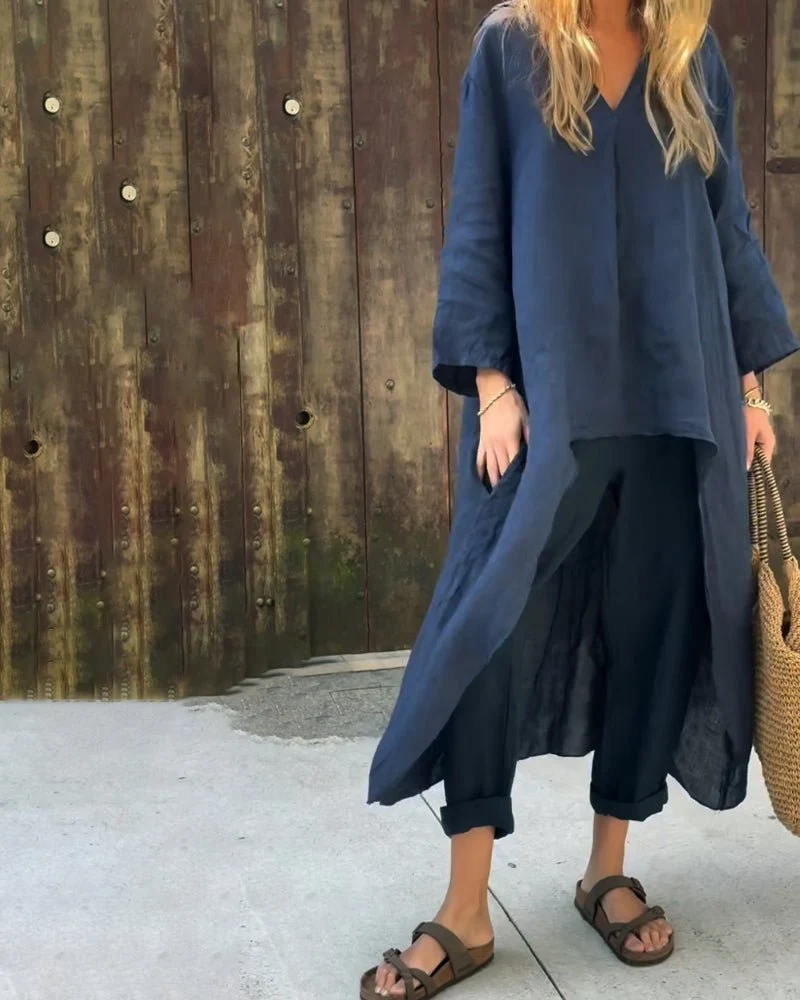 Ensemble Deux-Pièces Élégant et Confortable Bleu Marine