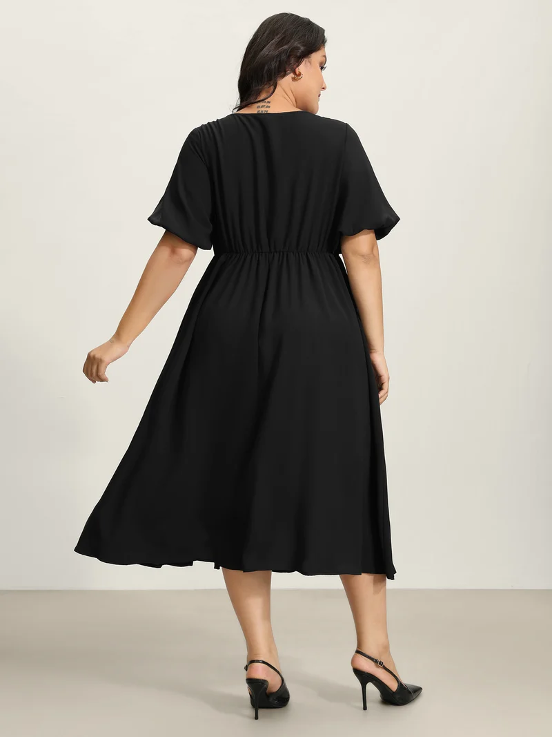 Metal Detail Asymmetrical Neckline Maxi Dress