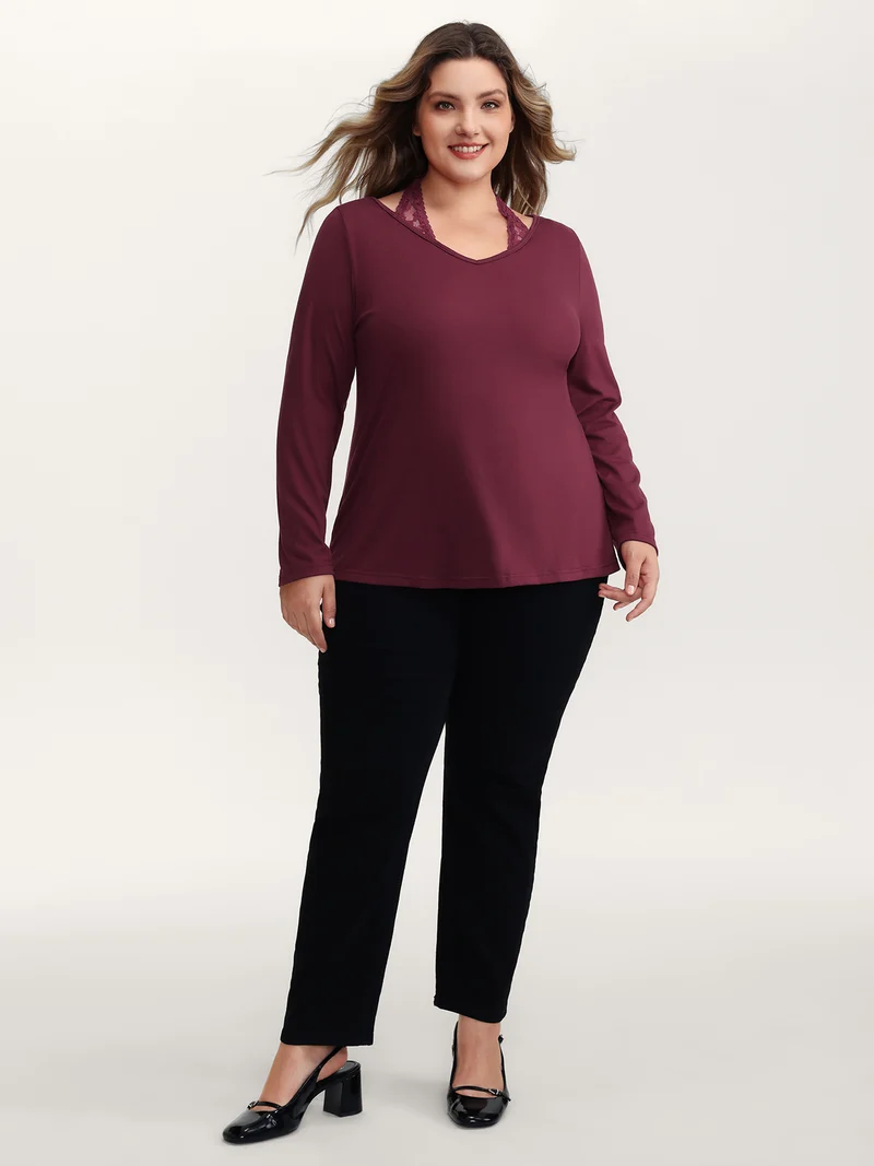 Supersoft Lace Halter Neck T-Shirt