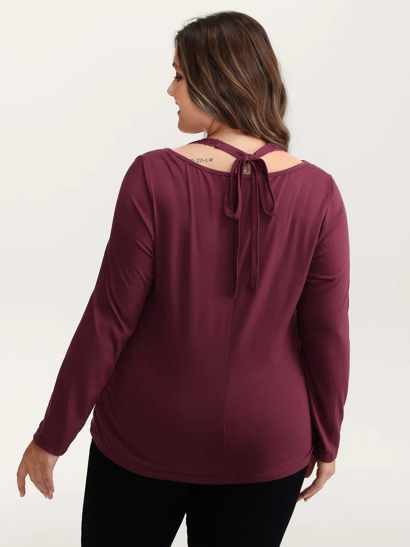 Supersoft Lace Halter Neck T-Shirt