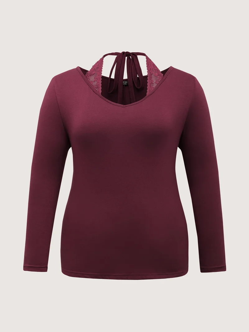 Supersoft Lace Halter Neck T-Shirt