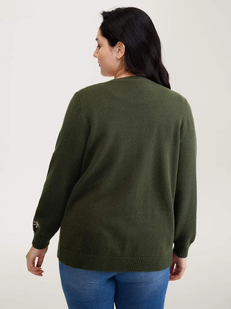 Supersoft Embroidered Button Knit Cardigan