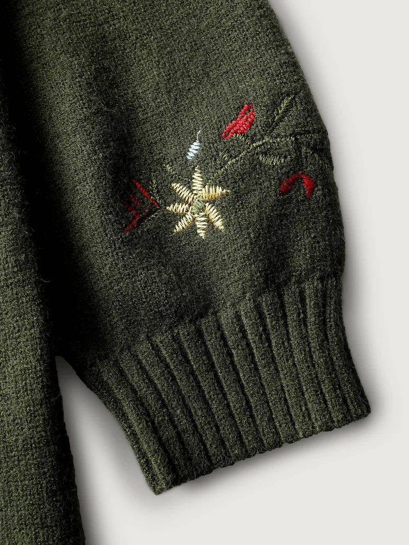Supersoft Embroidered Button Knit Cardigan