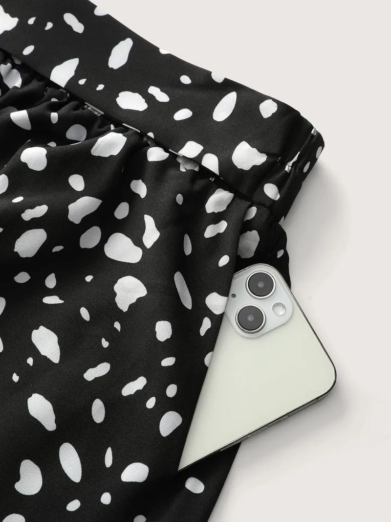 Polka Dots High Low Hem Midi Skirt
