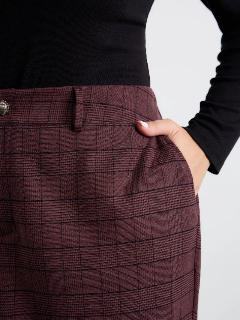 Checkered Stretchy Waist Pants