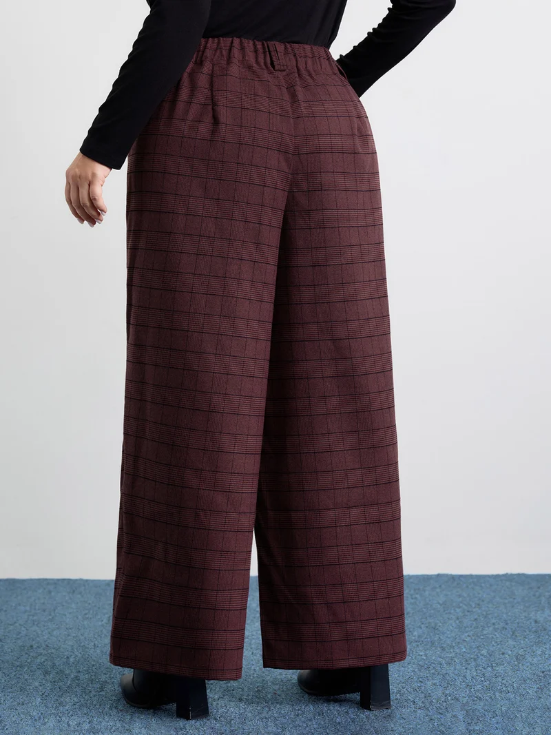 Checkered Stretchy Waist Pants