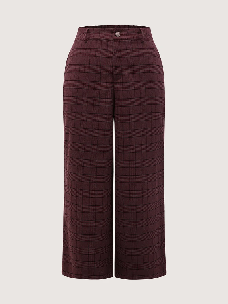 Checkered Stretchy Waist Pants