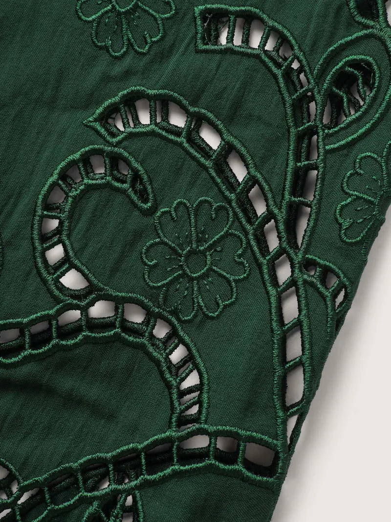 Embroidered Cut-Out Sleeve Solid Blouse