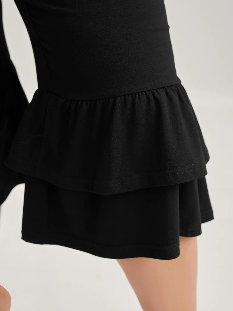 Layered Ruffled Flare Hem Pants