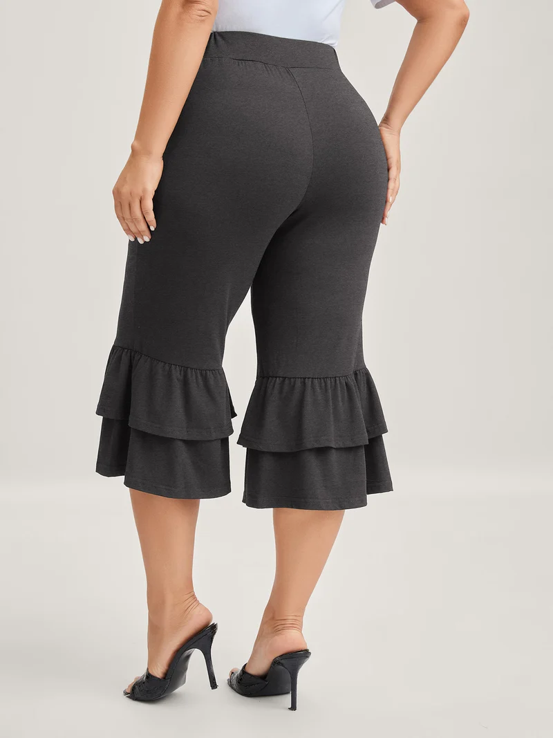 Layered Ruffled Flare Hem Pants