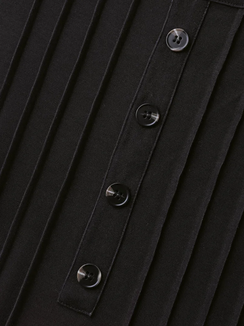 Color Gradient Pleated Button T-Shirt