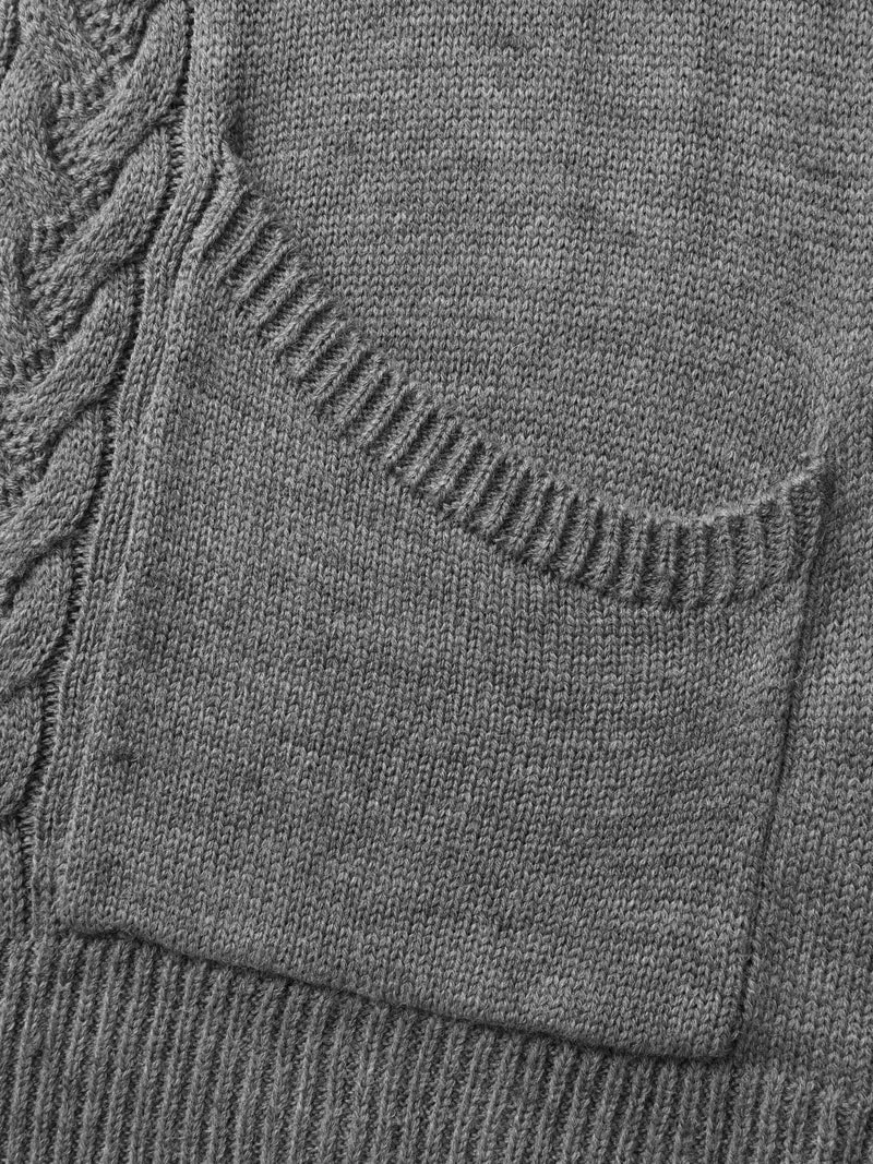 Cable Knit Side Pockets Knit Cardigan