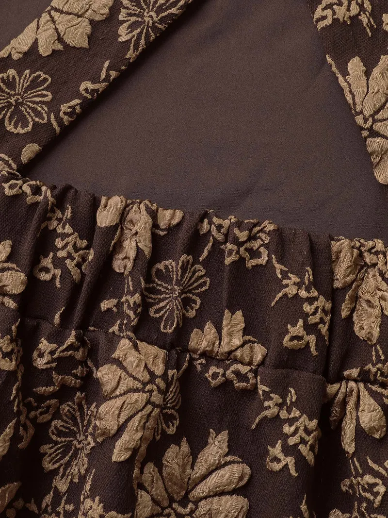 Fall Floral Textured Pockets Midi Dress