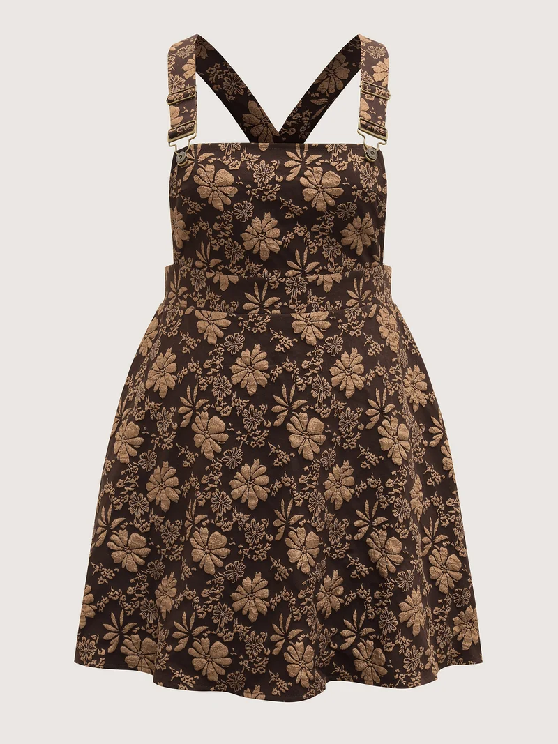 Fall Floral Textured Pockets Midi Dress