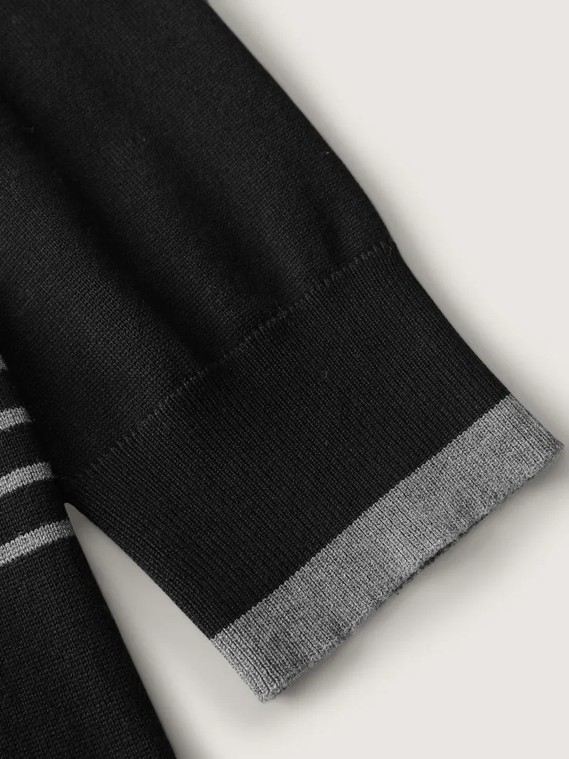 Supersoft Stripes Asymmetrical Collar Knit Cardigan