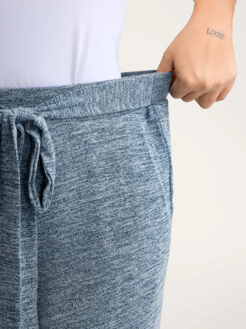Stretchy Mixed-Color Belted Wide-Leg Pants