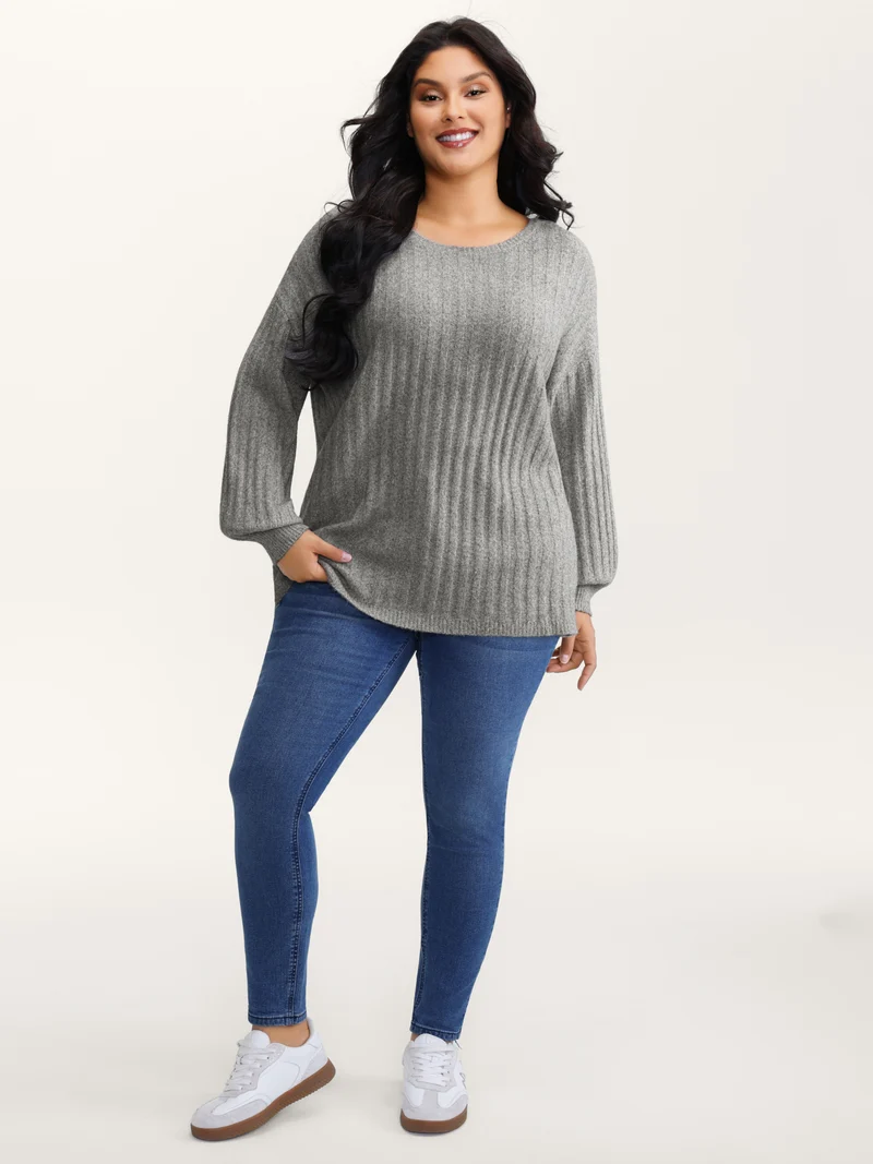 Back Bow-Tie Ribbed Texture Pullover