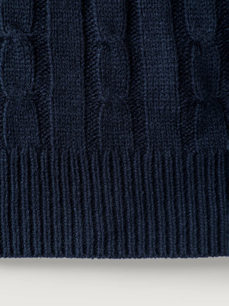 Cable Knit Embroidered Raglan Sleeve Pullover