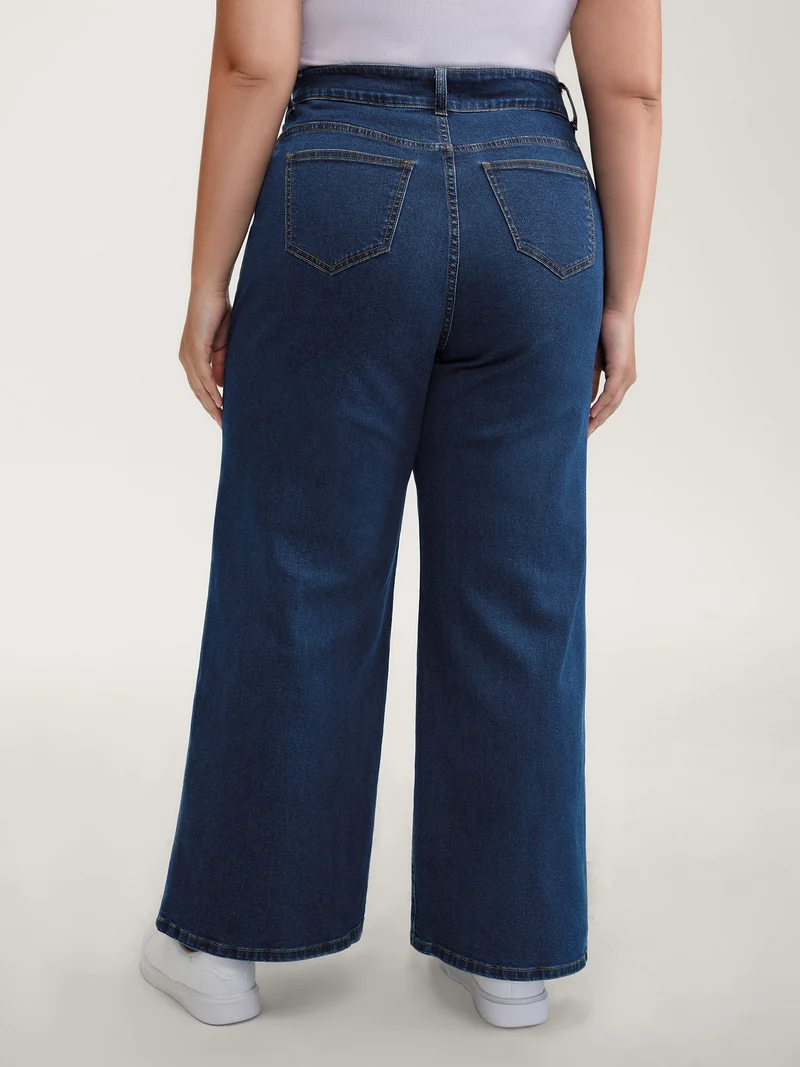 Side Pockets Wide-Leg Jeans