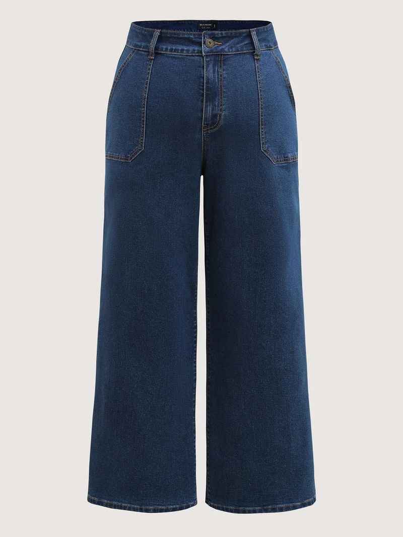 Side Pockets Wide-Leg Jeans