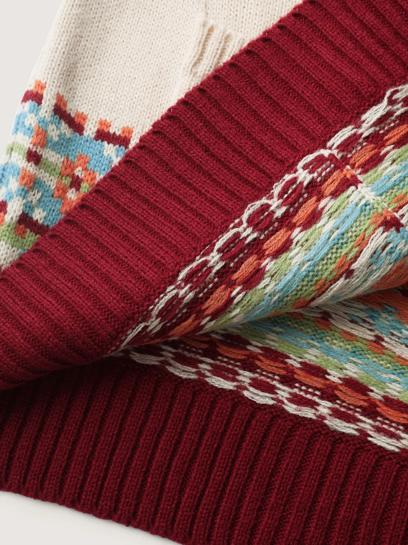 Fair Isle Button-Front Pockets Cardigan