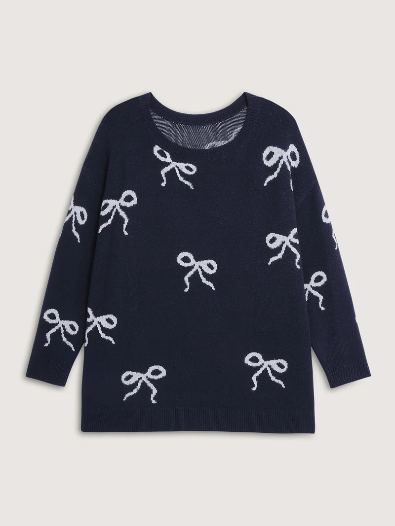 Supersoft Bowknot Boat Neckline Pullover