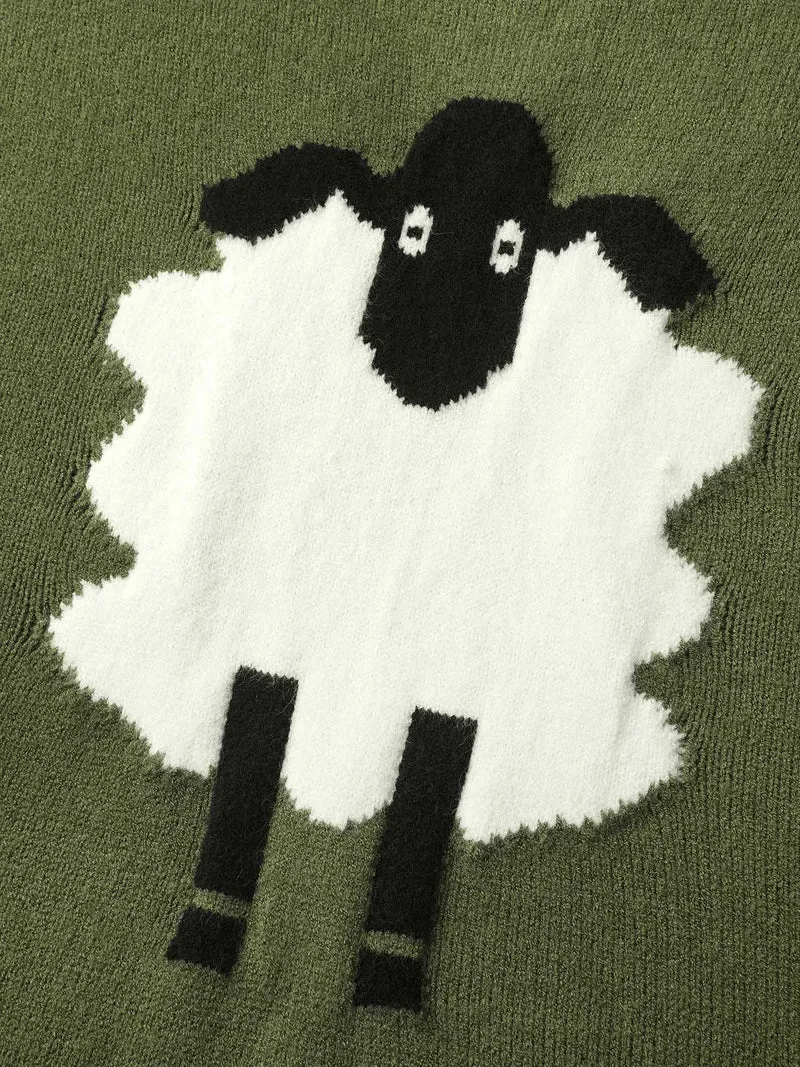 Sheep Pattern Balloon Sleeve Pullover