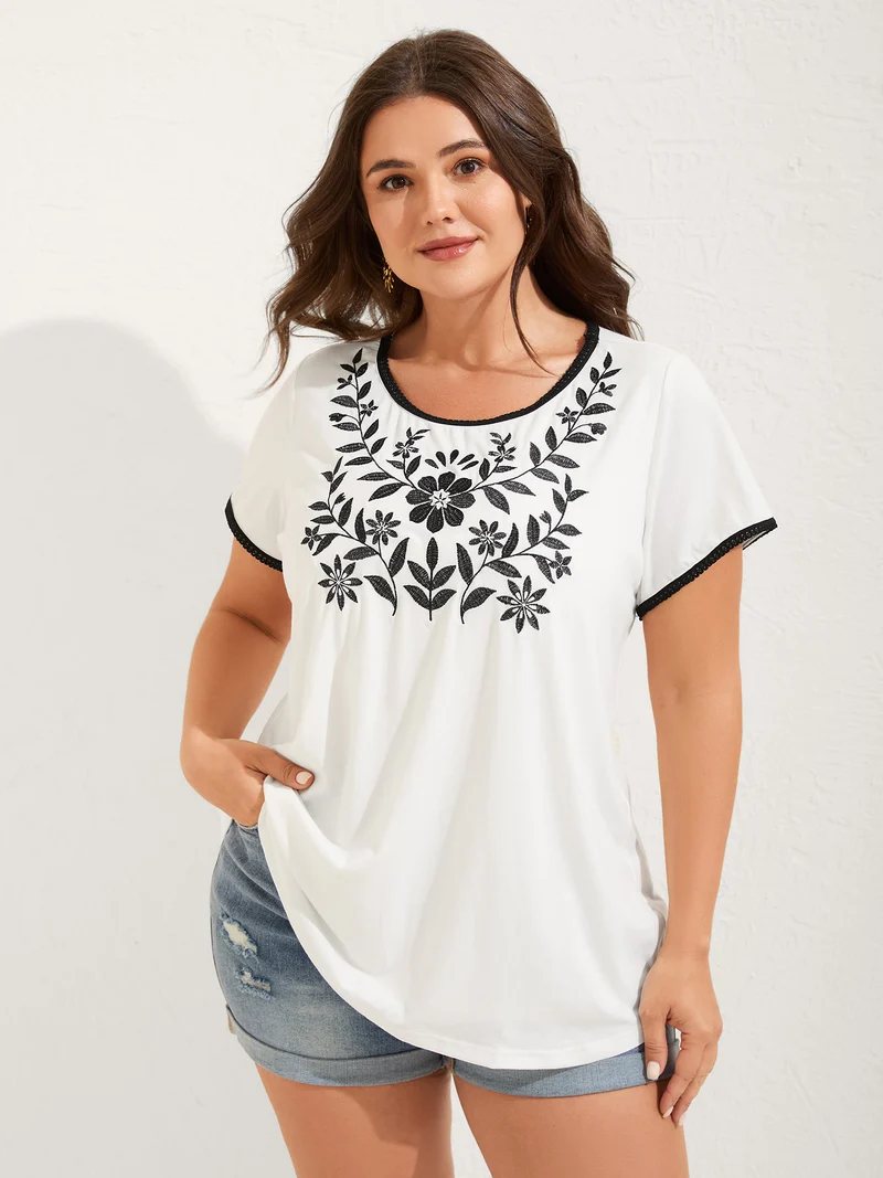 Supersoft Floral Embroidered T-Shirt