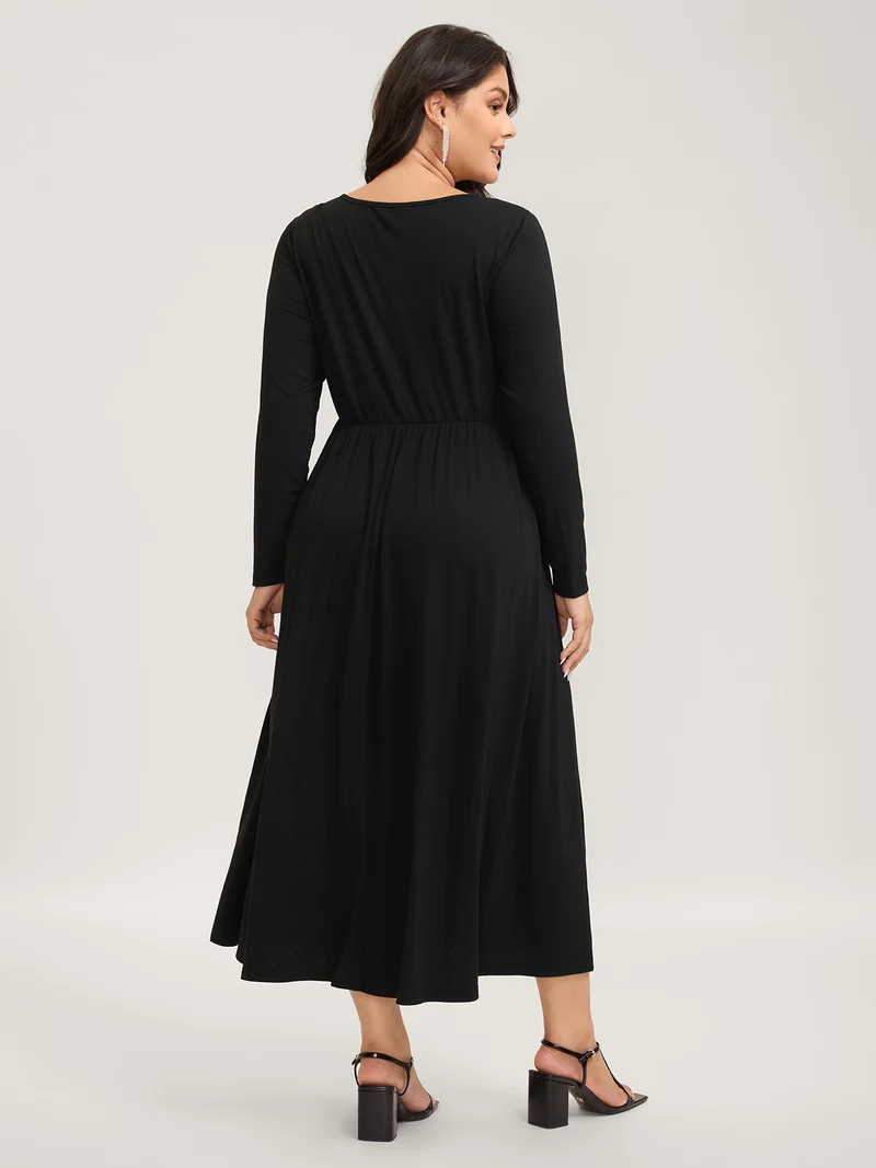Floral Waist-Tie Contrast Maxi Dress