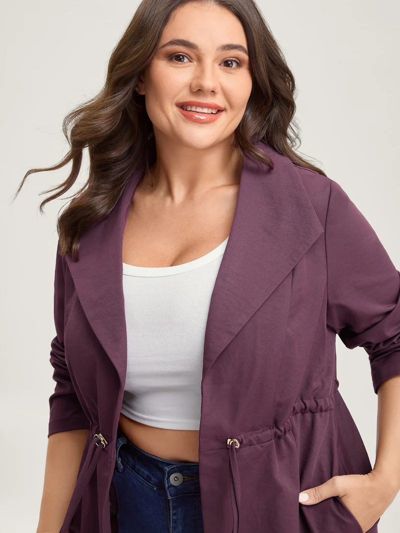 Waist-Defining Drawstring Pockets Jacket