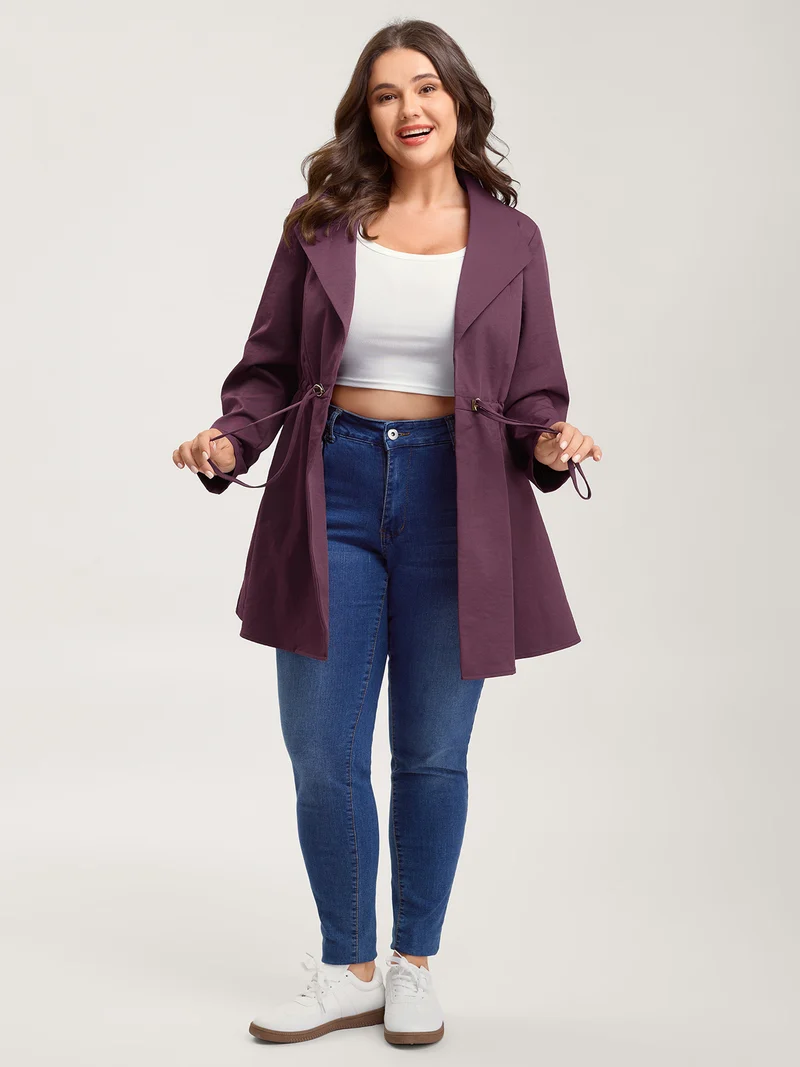 Waist-Defining Drawstring Pockets Jacket